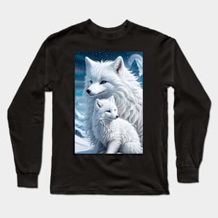 Beautiful arctic fox with her baby Long Sleeve T-Shirt